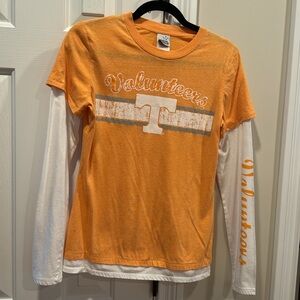 TN Vols Vintage Volunteers Long Sleeve T shirt Orange White Sz M